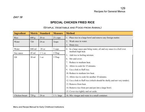 Menu and Recipe Manu.. - The Early Childhood Commission