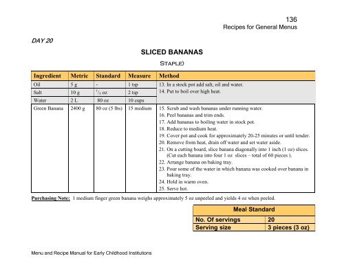 Menu and Recipe Manu.. - The Early Childhood Commission