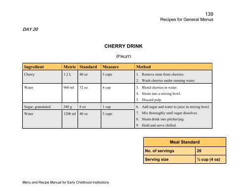 Menu and Recipe Manu.. - The Early Childhood Commission