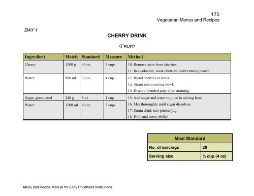 Menu and Recipe Manu.. - The Early Childhood Commission