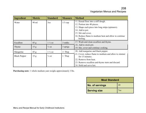 Menu and Recipe Manu.. - The Early Childhood Commission