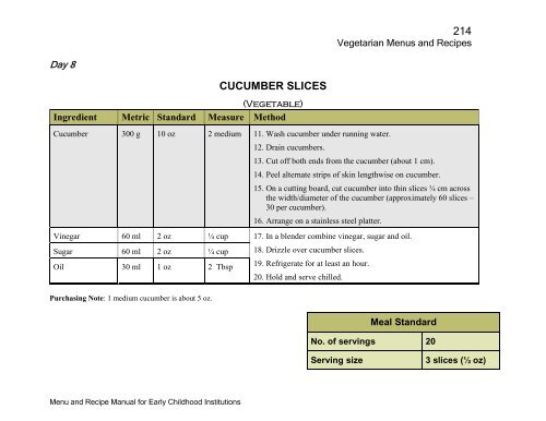 Menu and Recipe Manu.. - The Early Childhood Commission