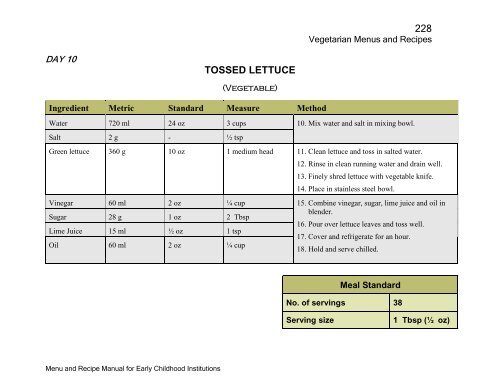 Menu and Recipe Manu.. - The Early Childhood Commission