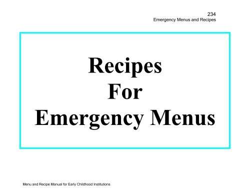 Menu and Recipe Manu.. - The Early Childhood Commission