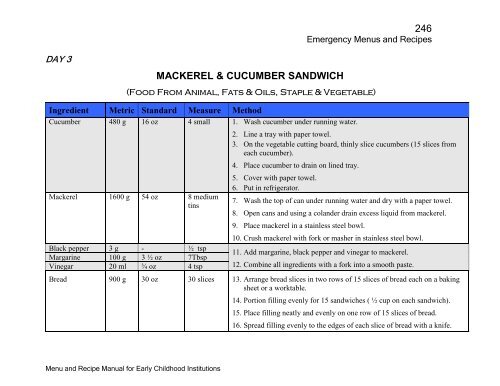 Menu and Recipe Manu.. - The Early Childhood Commission