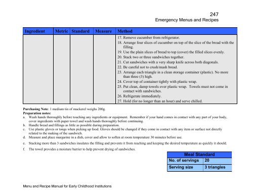 Menu and Recipe Manu.. - The Early Childhood Commission