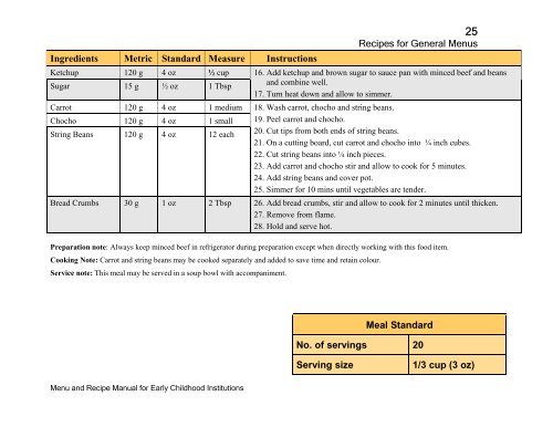 Menu and Recipe Manu.. - The Early Childhood Commission