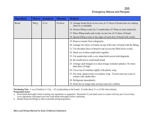 Menu and Recipe Manu.. - The Early Childhood Commission