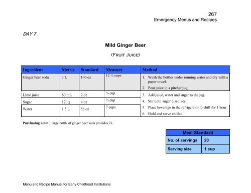 Menu and Recipe Manu.. - The Early Childhood Commission