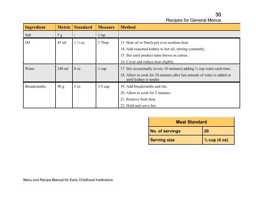 Menu and Recipe Manu.. - The Early Childhood Commission