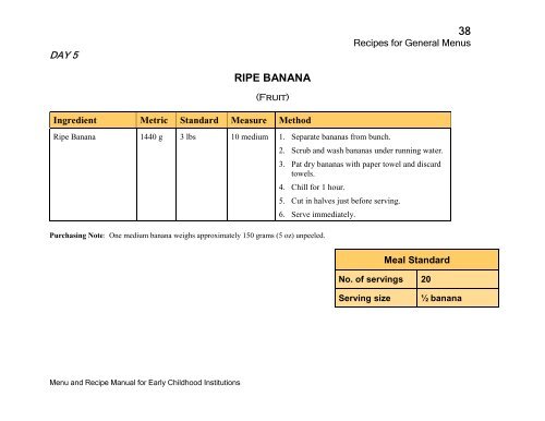 Menu and Recipe Manu.. - The Early Childhood Commission