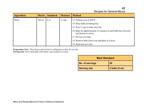 Menu and Recipe Manu.. - The Early Childhood Commission