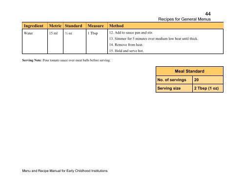 Menu and Recipe Manu.. - The Early Childhood Commission