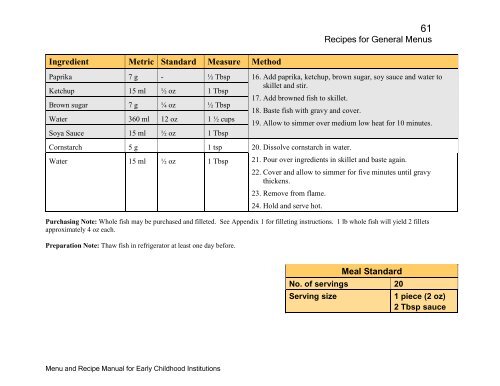 Menu and Recipe Manu.. - The Early Childhood Commission