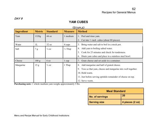 Menu and Recipe Manu.. - The Early Childhood Commission