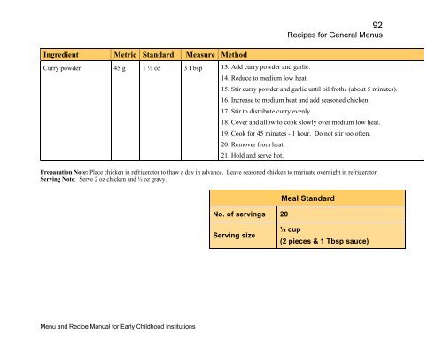 Menu and Recipe Manu.. - The Early Childhood Commission