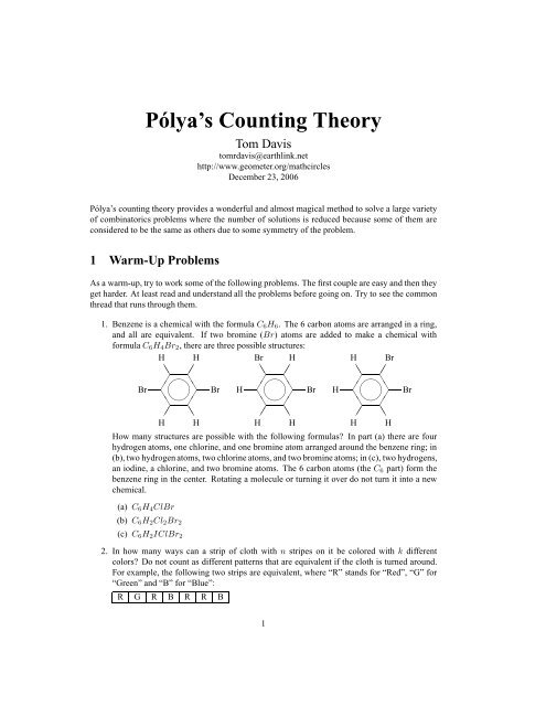 PÂ´olya's Counting Theory - Home Page -- Tom Davis