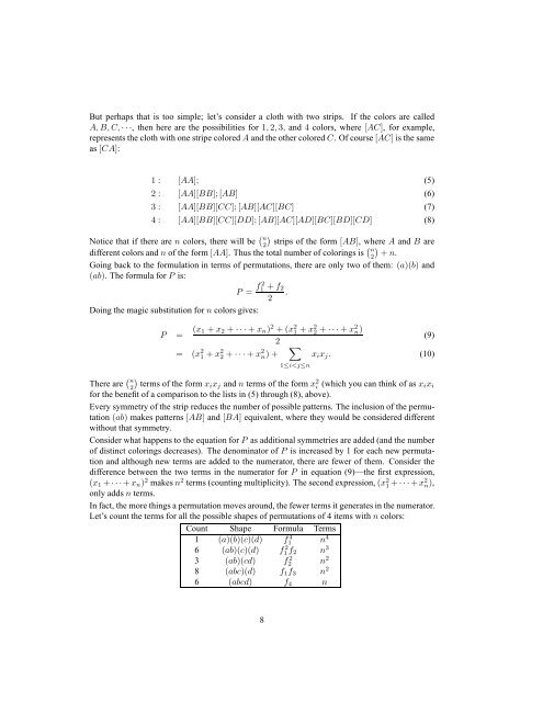 PÂ´olya's Counting Theory - Home Page -- Tom Davis