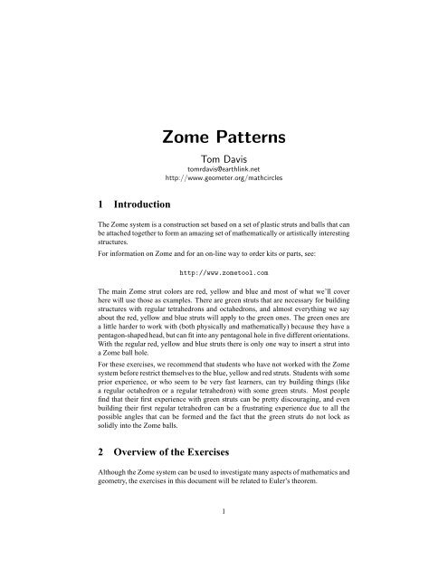 Zome Pattern Zome Patterns - Home Page -- Tom Davis