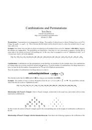 Combinations and Permutations - Home Page -- Tom Davis