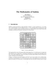 paper on the mathematics of sudoku - Home Page -- Tom Davis