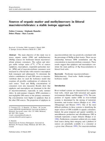 Sources of organic matter and methylmercury in littoral ... - UQAM