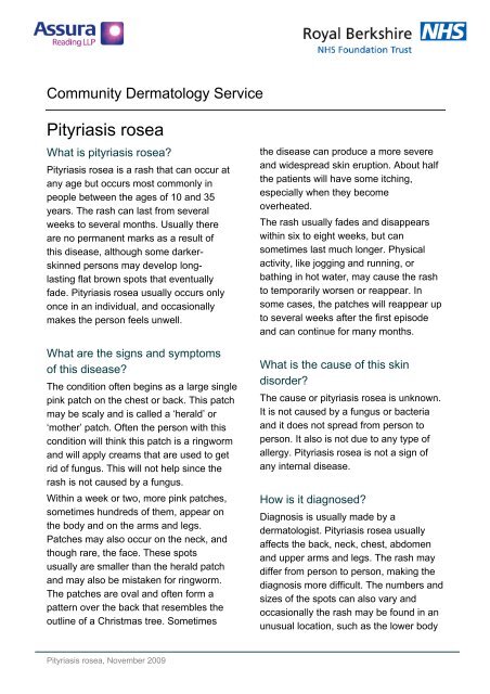 Pityriasis rosea - The Royal Berkshire NHS Foundation Trust