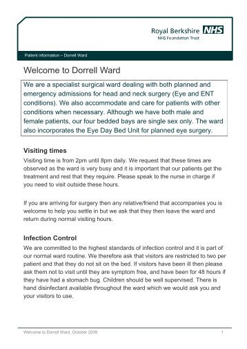 Welcome to Dorrell Ward - The Royal Berkshire NHS Foundation Trust