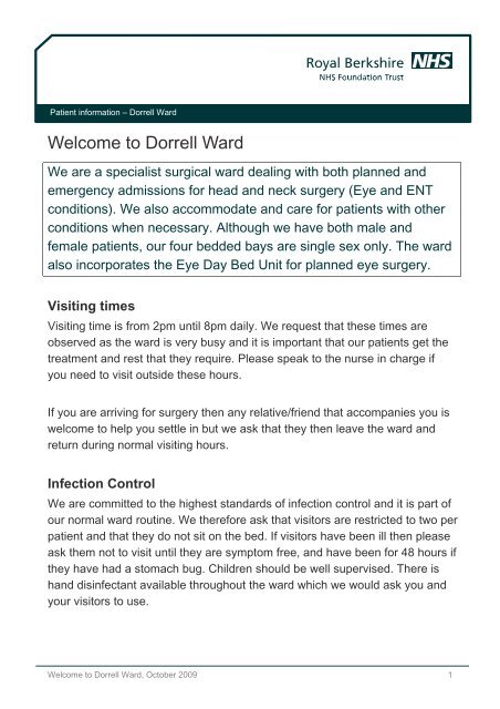 Welcome to Dorrell Ward - The Royal Berkshire NHS Foundation Trust