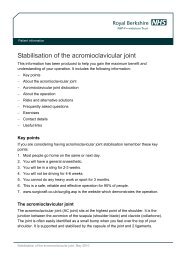 Stabilisation of the acromioclavicular joint - The Royal Berkshire ...