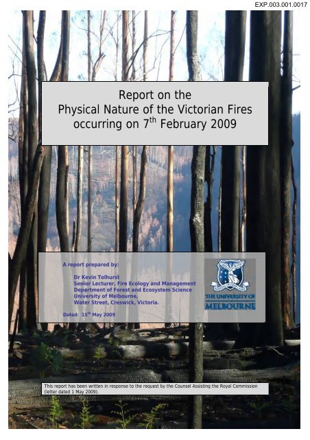 Report on the Physical Nature of the Victorian Fires occurring on 7th ...