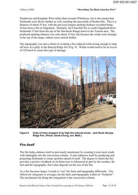 Report on the Physical Nature of the Victorian Fires occurring on 7th ...