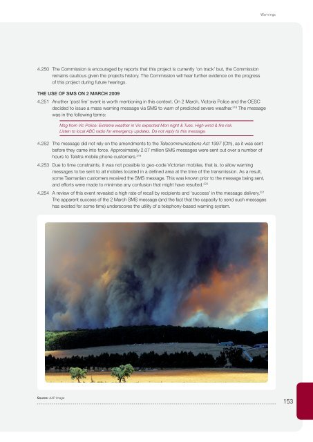 Chapter 4 - Warnings - 2009 Victorian Bushfires Royal Commission