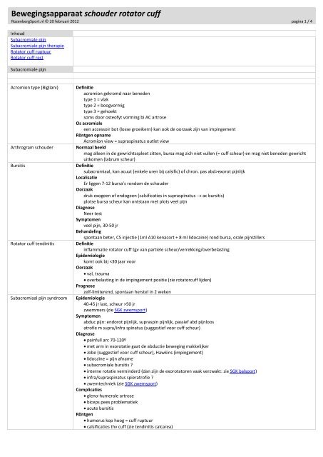 Bewegingsapparaat schouder rotatorcuff - RozenbergSport.nl