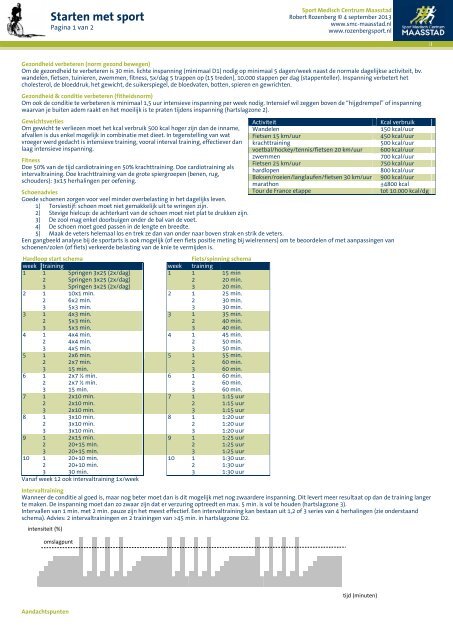 trainingsschema_sportstart - RozenbergSport.nl