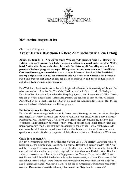 Aroser Harley Davidson-Treffen: Zum sechsten Mal ... - Rp-press.com