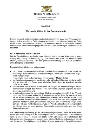 Werdende Mütter in der Druckindustrie - Regierungspräsidium ...