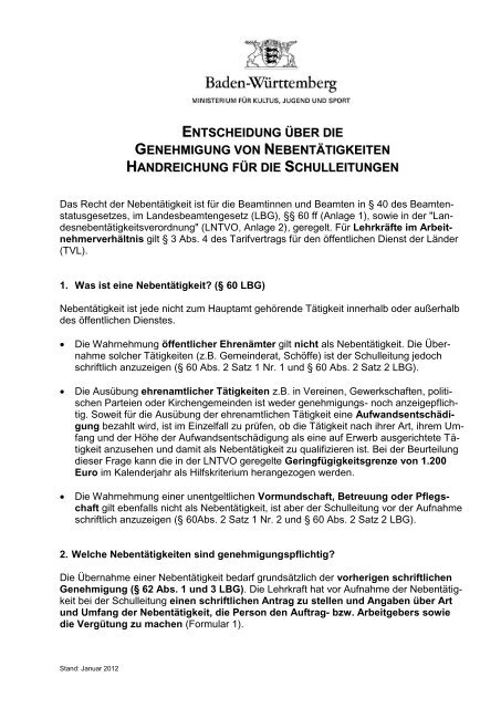 Handreichung Fur Die Schulleitungen Zum Kultusportal