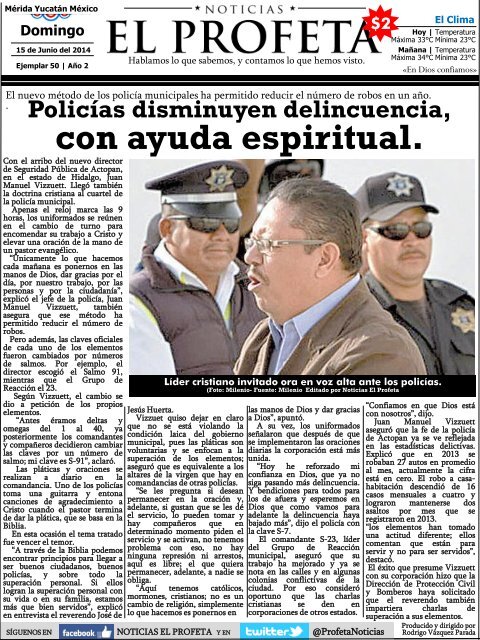 Noticias El Profeta 15 Junio 2014 Ejemplar 50