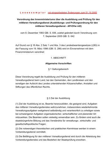 Ausbildungs- und Prüfungsordnung - Regierungspräsidium Stuttgart