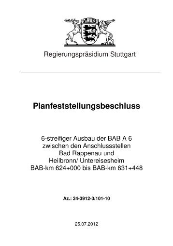 Planfeststellungsbeschluss A6 Internet - Regierungspräsidium ...