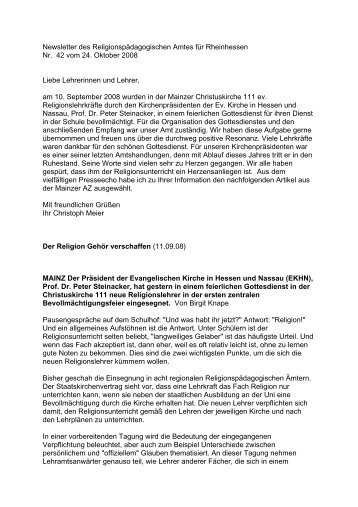 Newsletter - Kirchliches Schulamt Mainz