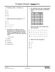 Pre-Algebra 8 Semester 1 Practice Exam GO ON - RPDP