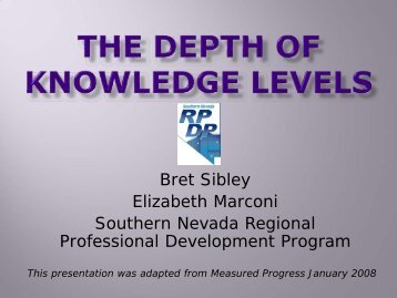 The Depth of Knowledge Levels - RPDP