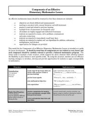 Components of an Effective Elementary Mathematics Lesson - RPDP