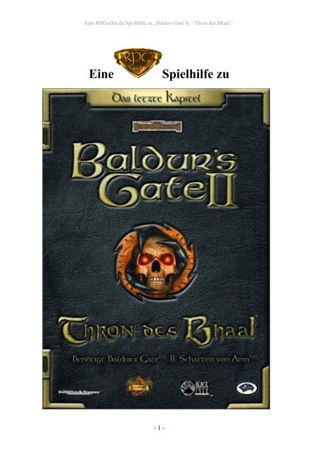 Baldurs Gate 2 Thron Des Bhaal Guide Als Pdf Rpguides