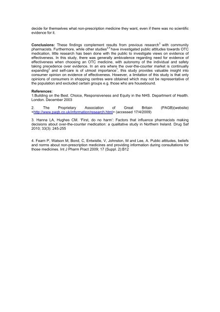 RPS Conference 2010, Abstracts 2010 - Royal Pharmaceutical Society