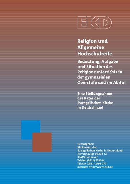 Religion und Allgemeine Hochschulreife - Evangelische Kirche in ...