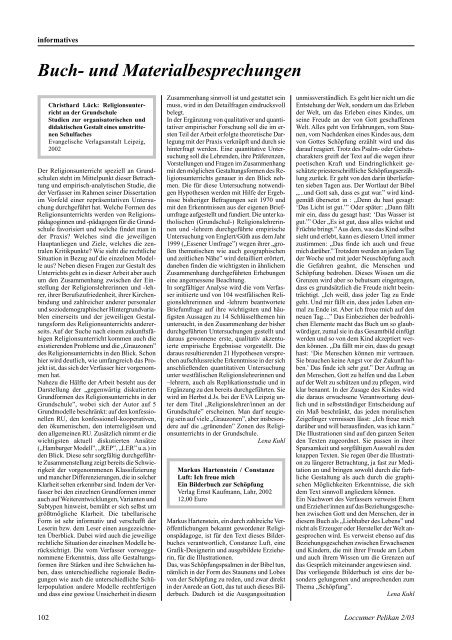 'Loccumer Pelikan' 2/2003 als pdf-Datei - ReligionspÃ¤dagogisches ...