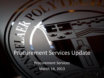 Procurement Services Update - Rensselaer Polytechnic Institute